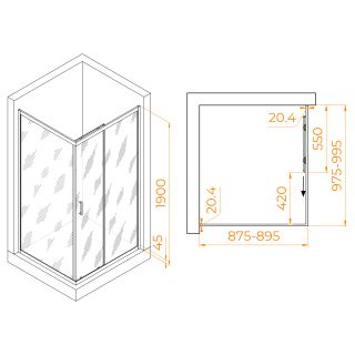 Душевой уголок RGW PA-245 410824590-11 90x100см хром
